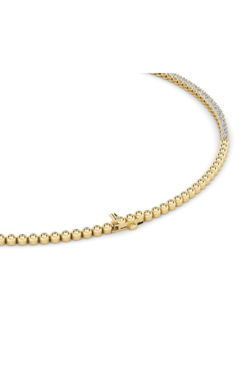 15Cttw Round Shaped Lab Grown Diamond (F/VS) Graduating Half Riviera Necklace in 14K Gold