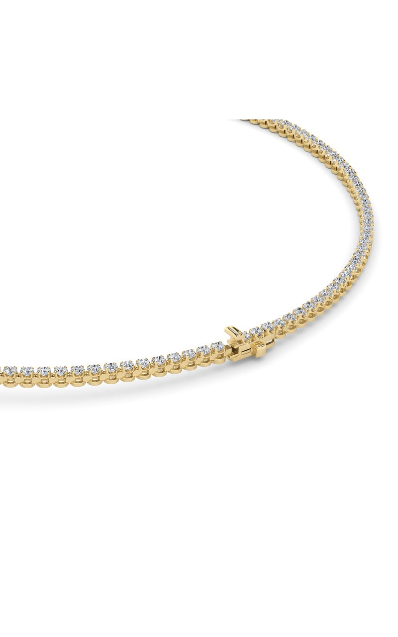 10Cttw Round Shaped Lab Grown Diamond (F/VS) Graduating Full Riviera Necklace in 14K Gold
