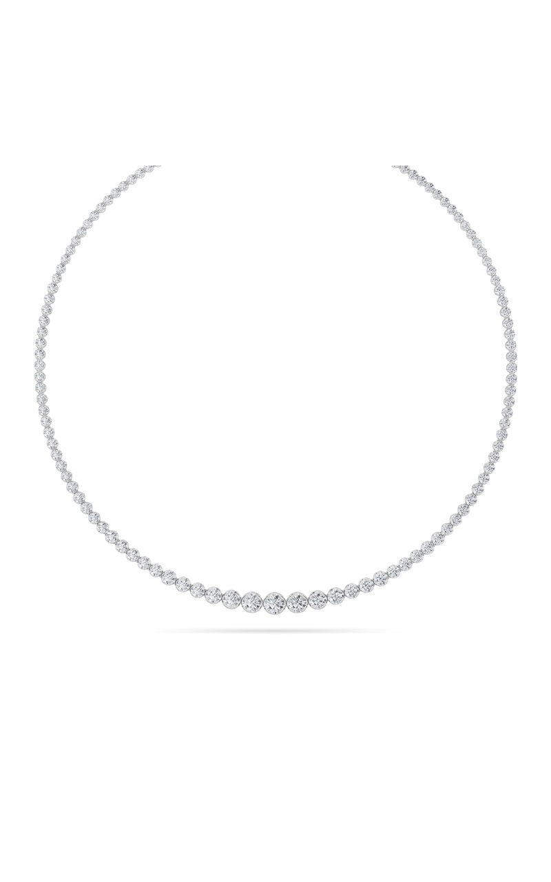 15Cttw Round Shaped Lab Grown Diamond (F/VS) Graduating Full Riviera Necklace in 14K Gold