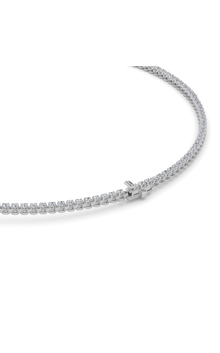 15Cttw Round Shaped Lab Grown Diamond (F/VS) Graduating Full Riviera Necklace in 14K Gold