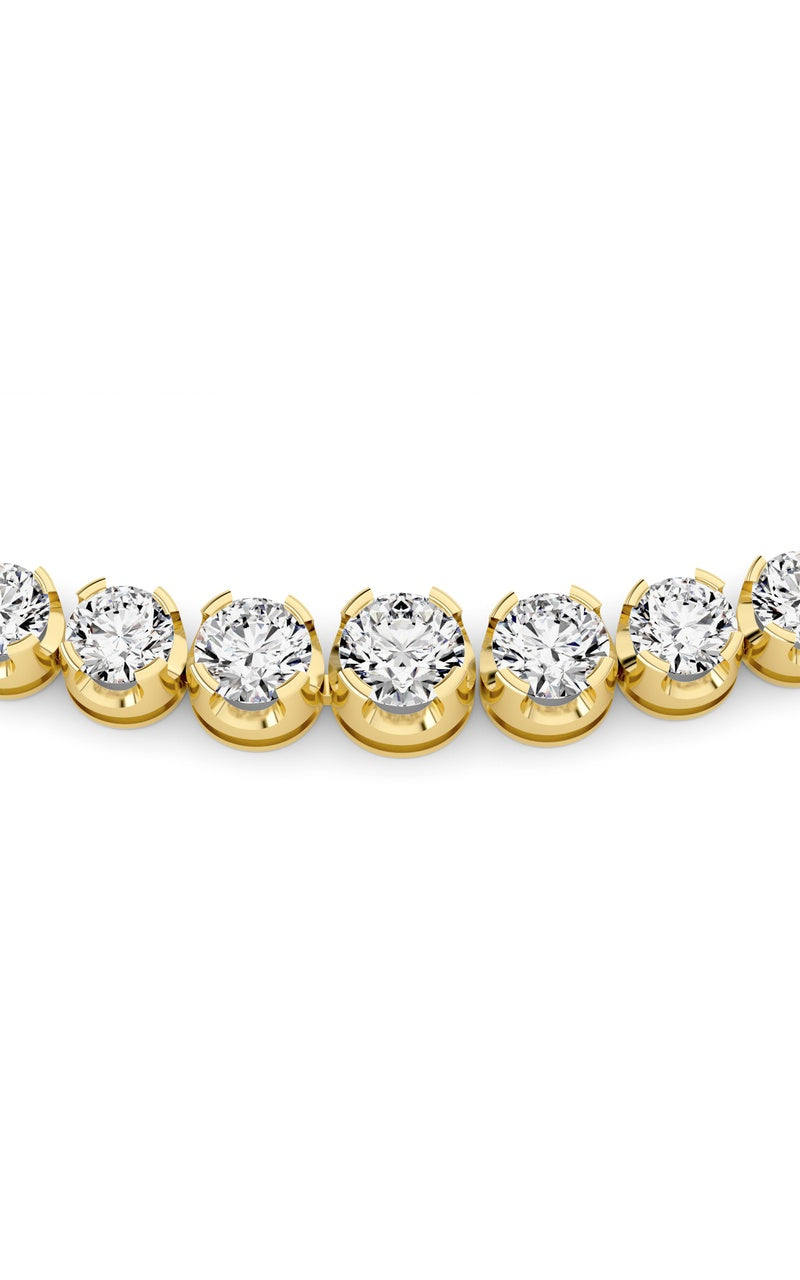 15Cttw Round Shaped Lab Grown Diamond (F/VS) Graduating Full Riviera Necklace in 14K Gold