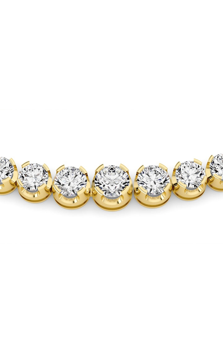 15Cttw Round Shaped Lab Grown Diamond (F/VS) Graduating Full Riviera Necklace in 14K Gold