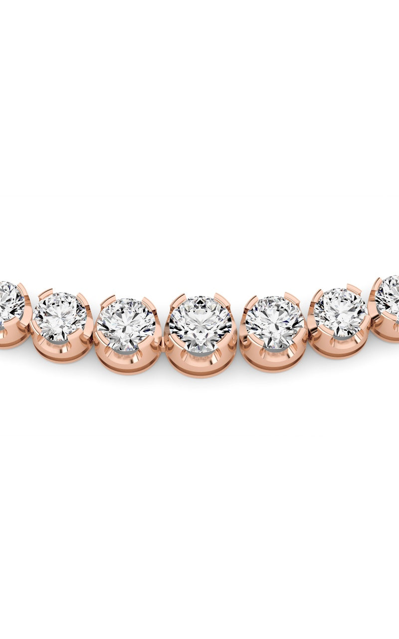 15Cttw Round Shaped Lab Grown Diamond (F/VS) Graduating Full Riviera Necklace in 14K Gold