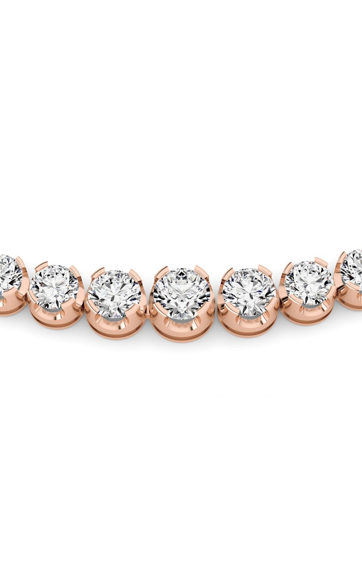 15Cttw Round Shaped Lab Grown Diamond (F/VS) Graduating Full Riviera Necklace in 14K Gold