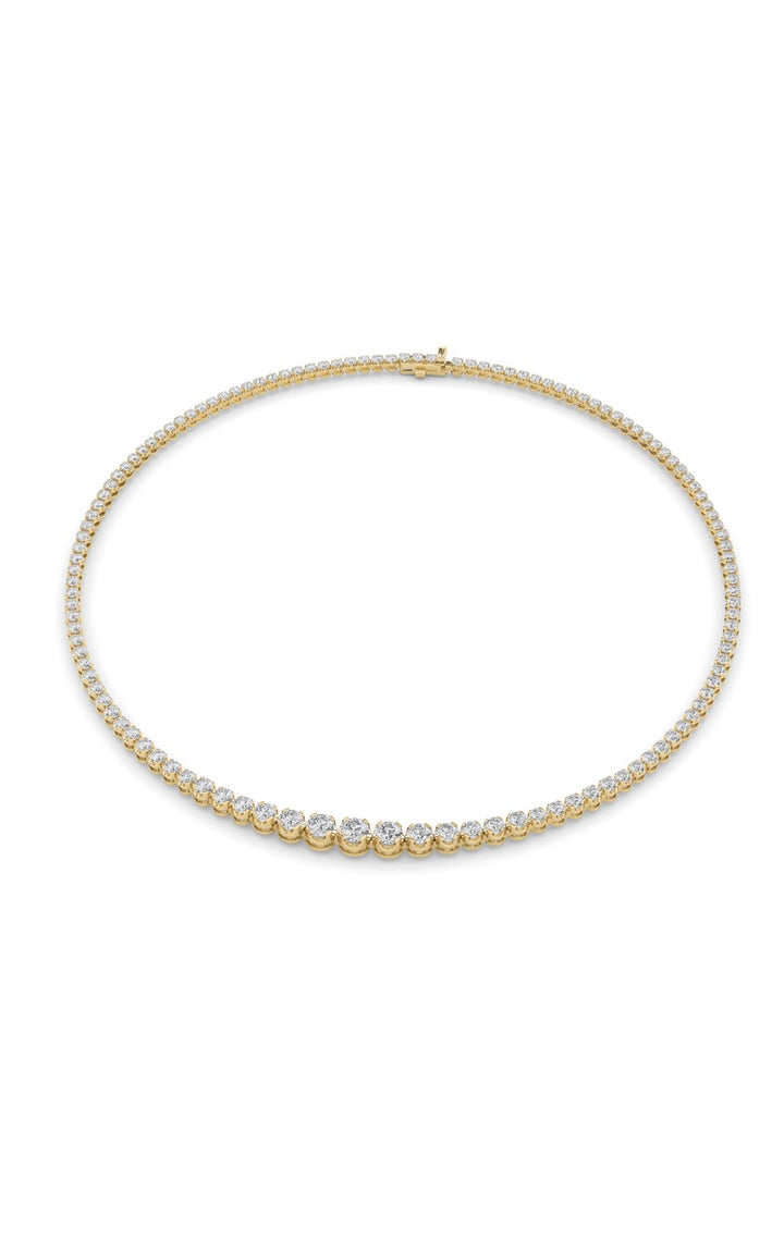 7Cttw Round Shaped Lab Grown Diamond (F/VS) Graduating Half Riviera Necklace in 14K Gold