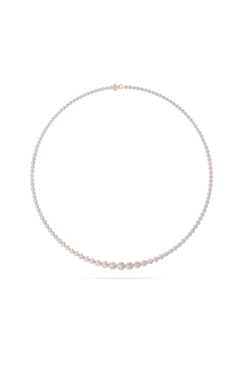 7Cttw Round Shaped Lab Grown Diamond (F/VS) Graduating Half Riviera Necklace in 14K Gold