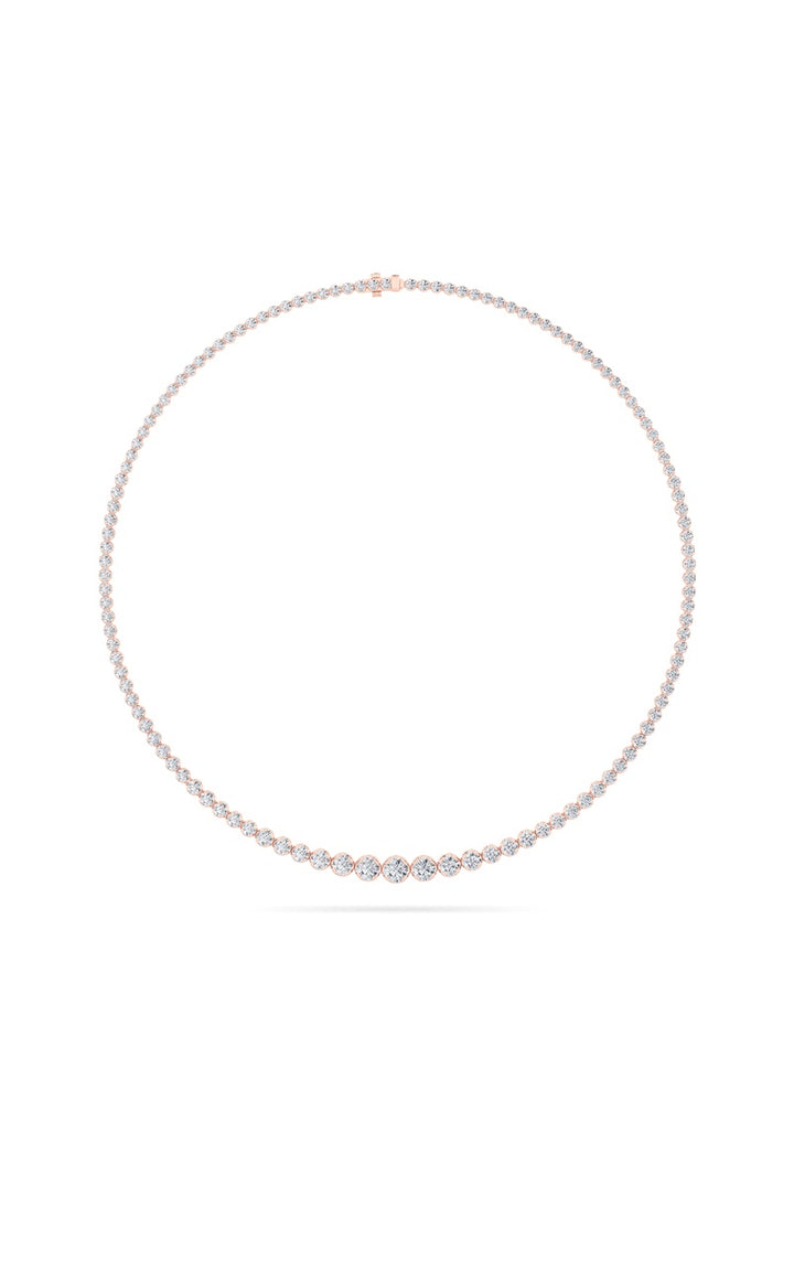 7Cttw Round Shaped Lab Grown Diamond (F/VS) Graduating Half Riviera Necklace in 14K Gold