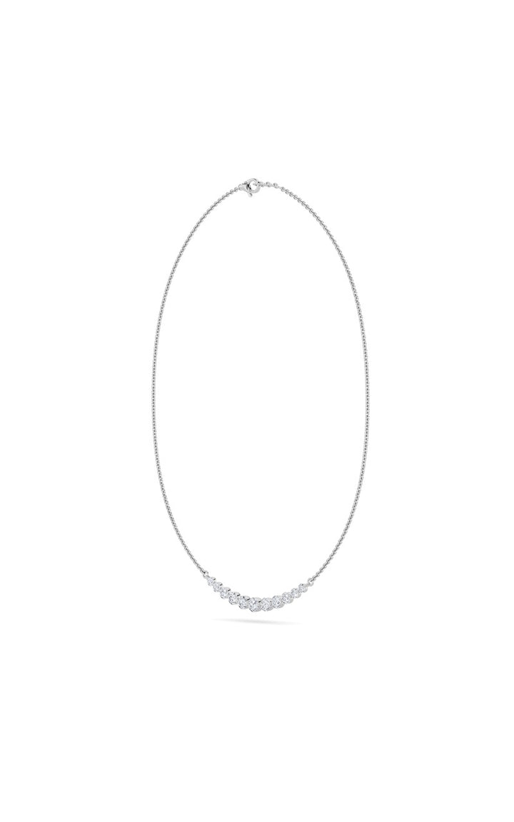 3Cttw Round Shaped Lab Grown Diamond (F/VS) Graduating half    Necklace in 14K Gold