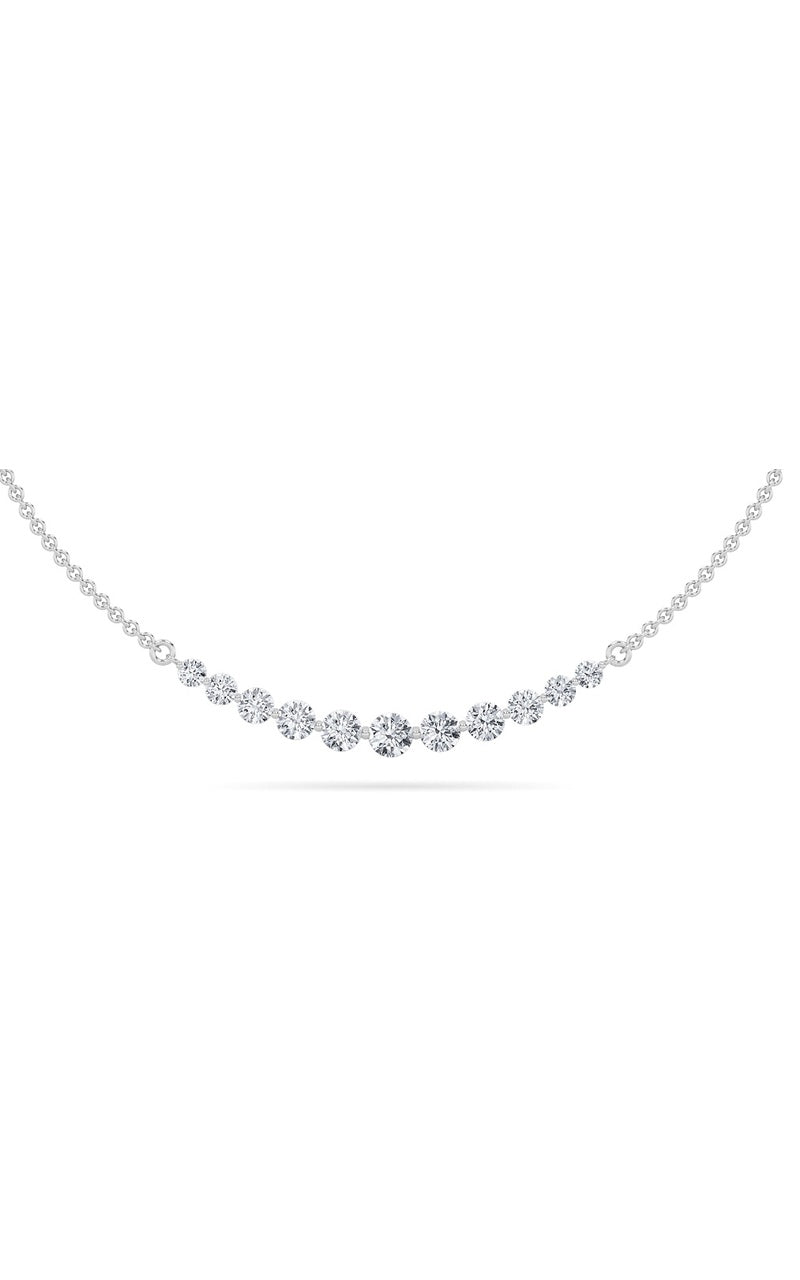 3Cttw Round Shaped Lab Grown Diamond (F/VS) Graduating half    Necklace in 14K Gold