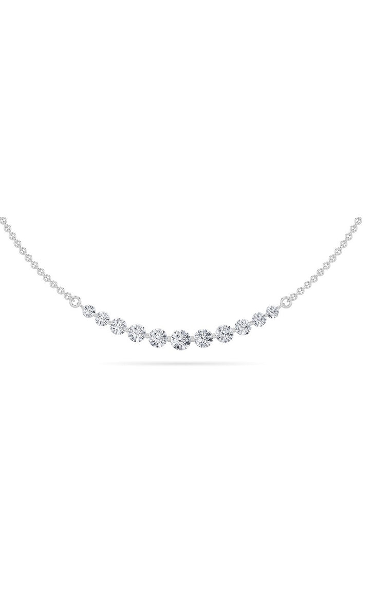 3Cttw Round Shaped Lab Grown Diamond (F/VS) Graduating half    Necklace in 14K Gold