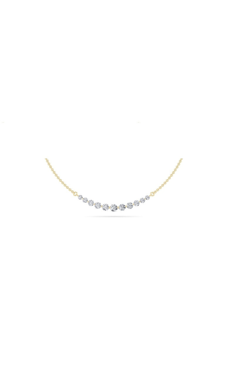 3Cttw Round Shaped Lab Grown Diamond (F/VS) Graduating half    Necklace in 14K Gold