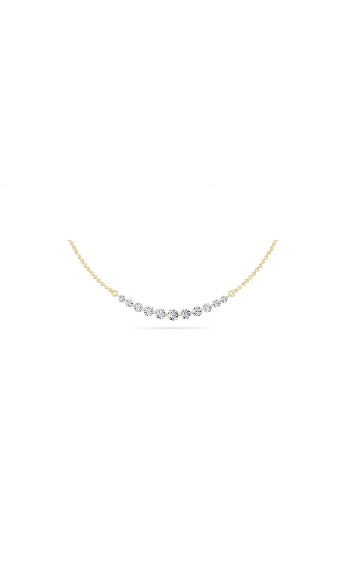 3Cttw Round Shaped Lab Grown Diamond (F/VS) Graduating half    Necklace in 14K Gold