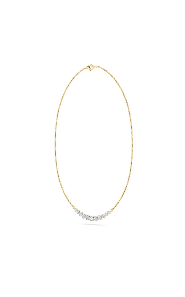 3Cttw Round Shaped Lab Grown Diamond (F/VS) Graduating half    Necklace in 14K Gold