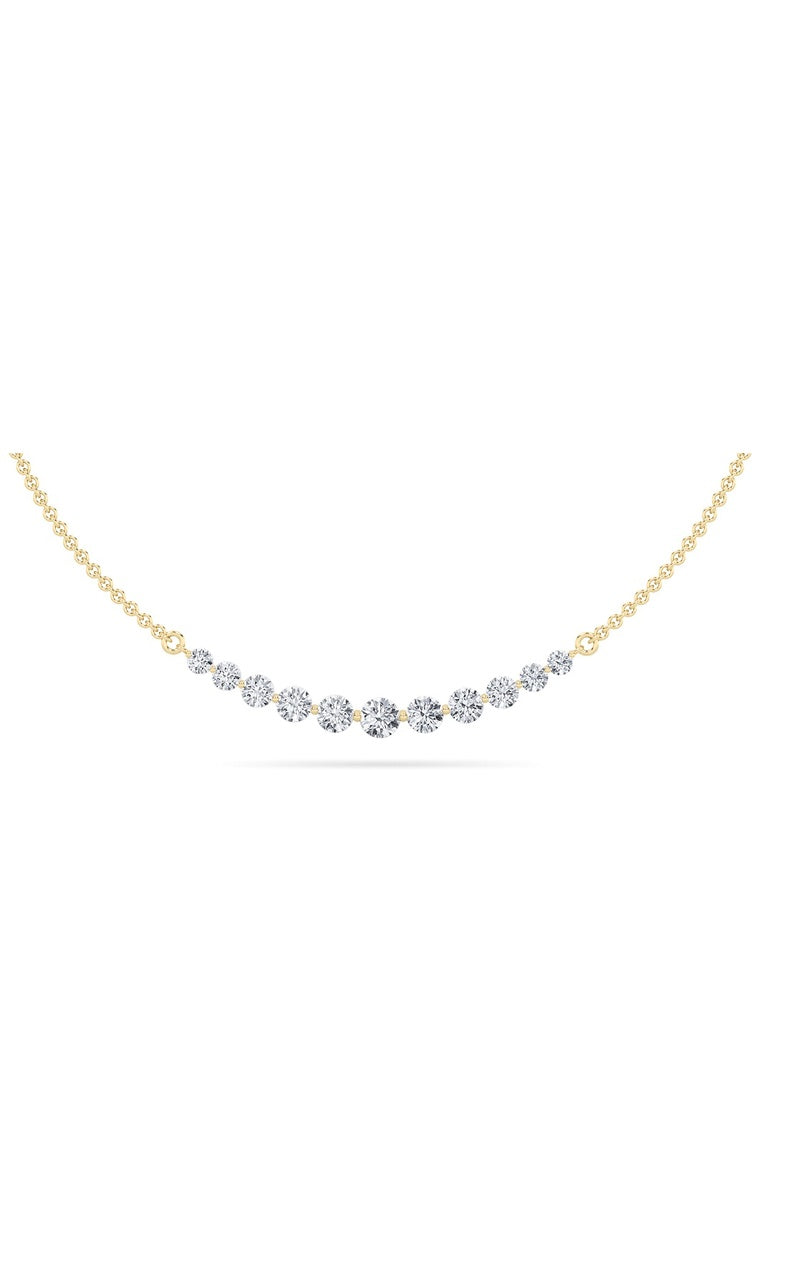 3Cttw Round Shaped Lab Grown Diamond (F/VS) Graduating half    Necklace in 14K Gold