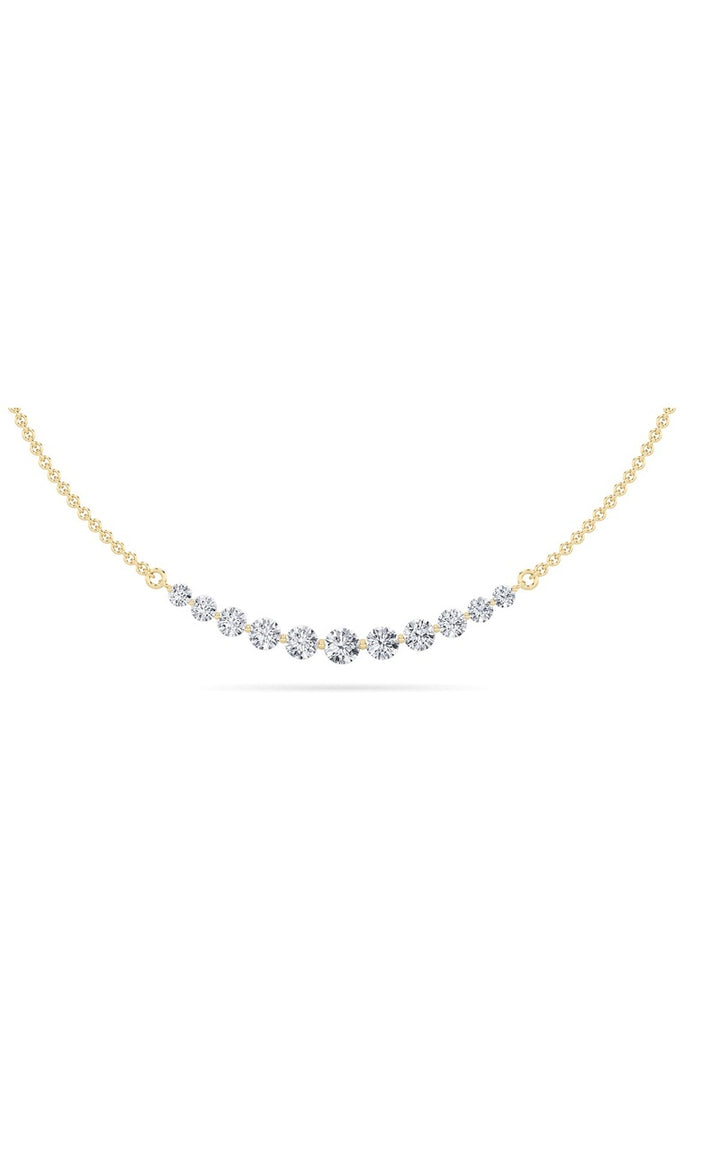 3Cttw Round Shaped Lab Grown Diamond (F/VS) Graduating half    Necklace in 14K Gold