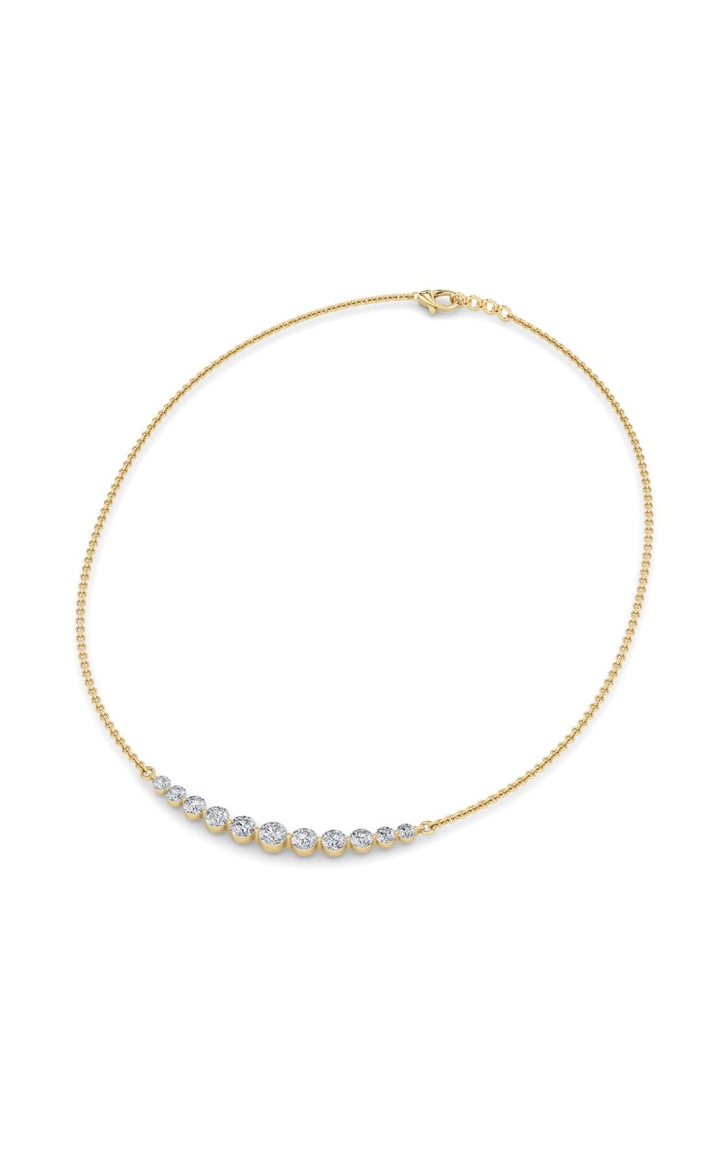3Cttw Round Shaped Lab Grown Diamond (F/VS) Graduating half    Necklace in 14K Gold