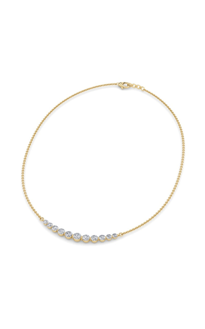 3Cttw Round Shaped Lab Grown Diamond (F/VS) Graduating half    Necklace in 14K Gold