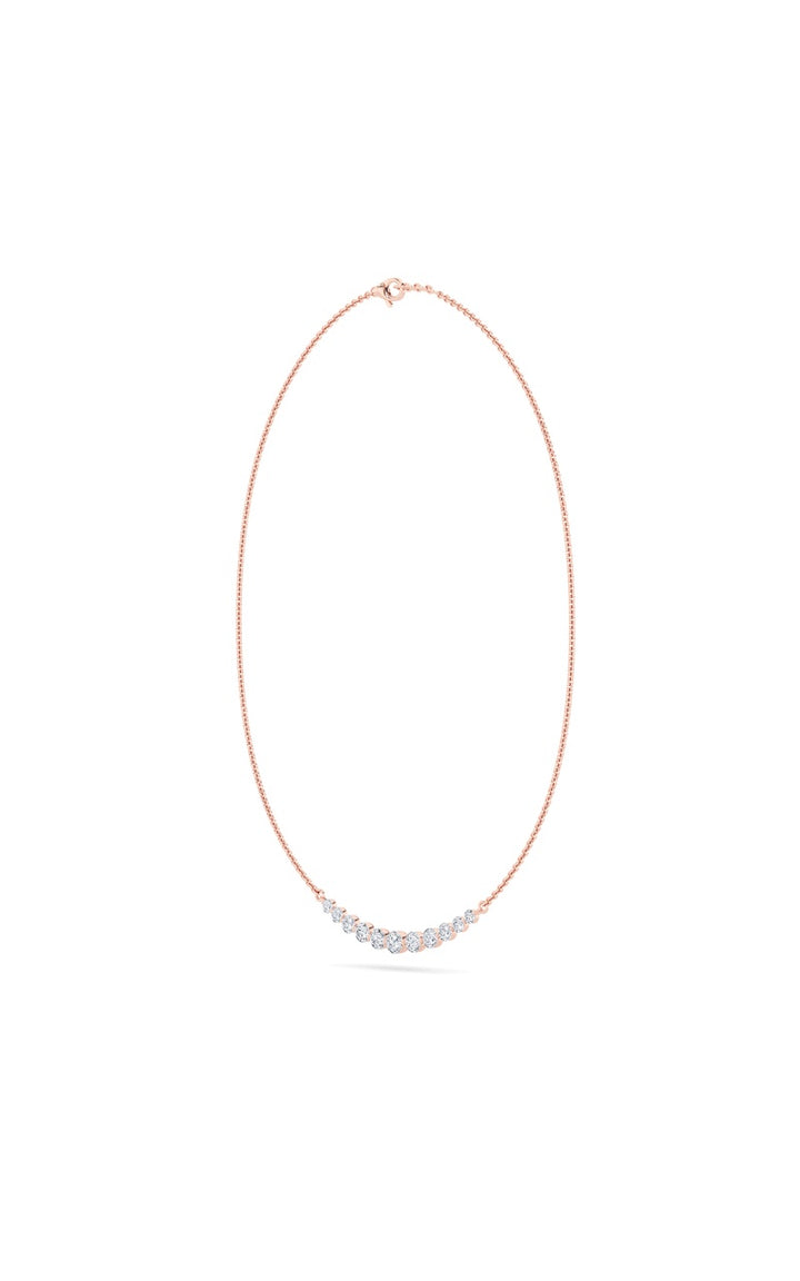 3Cttw Round Shaped Lab Grown Diamond (F/VS) Graduating half    Necklace in 14K Gold
