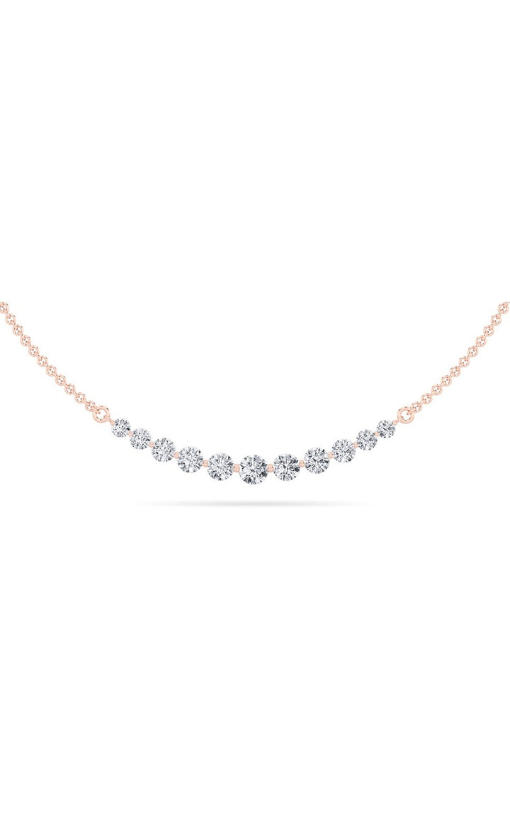 3Cttw Round Shaped Lab Grown Diamond (F/VS) Graduating half    Necklace in 14K Gold