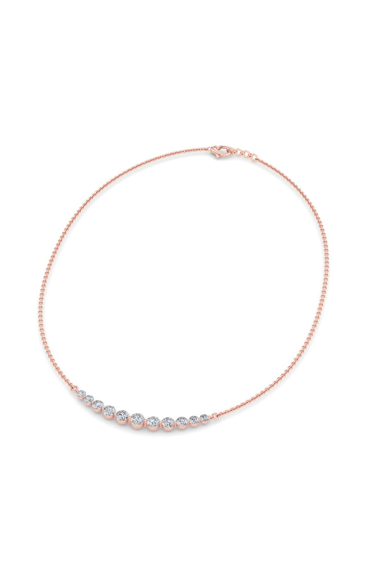 3Cttw Round Shaped Lab Grown Diamond (F/VS) Graduating half    Necklace in 14K Gold