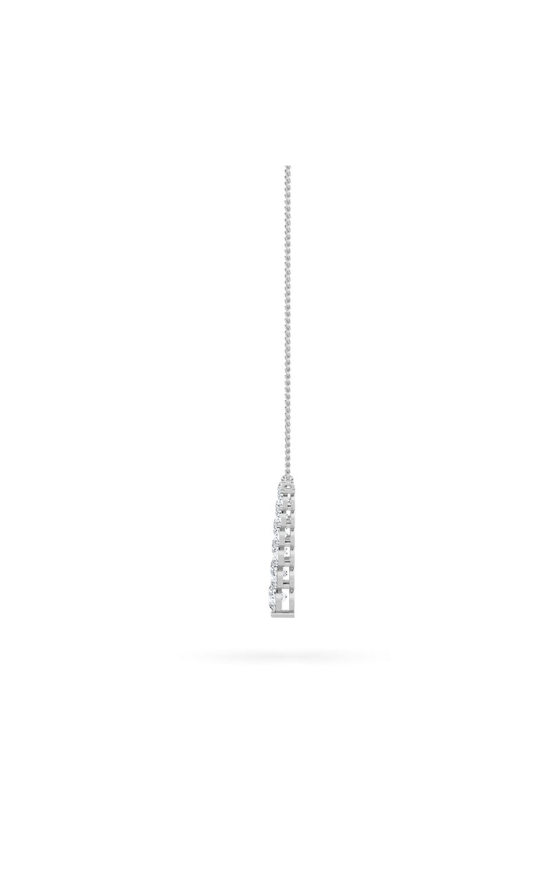 5Cttw Round Shaped Lab Grown Diamond (F/VS) Graduating V Necklace in 14K Gold
