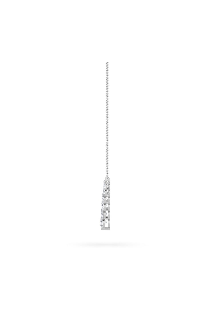 5Cttw Round Shaped Lab Grown Diamond (F/VS) Graduating V Necklace in 14K Gold