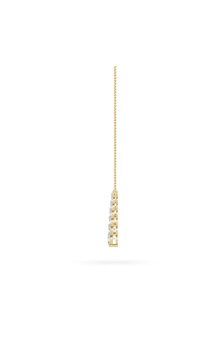 5Cttw Round Shaped Lab Grown Diamond (F/VS) Graduating V Necklace in 14K Gold