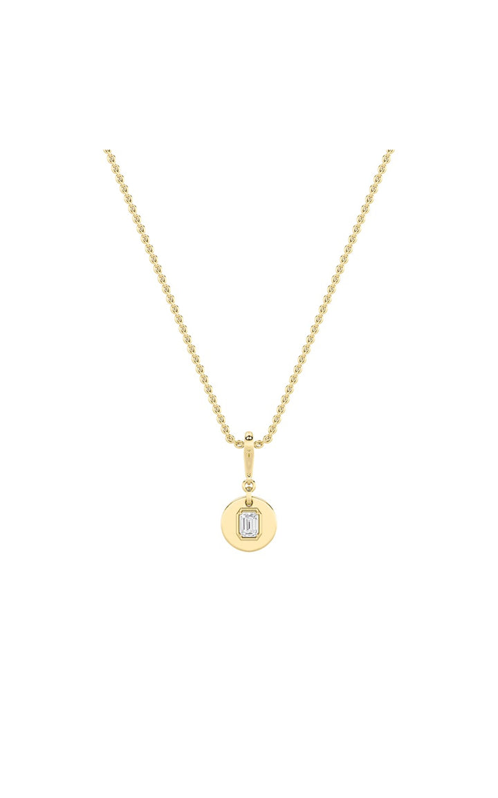 1Cttw Emerald Shaped Lab Grown Diamond (F/VS) Dog Tag Pendant in 14K Gold