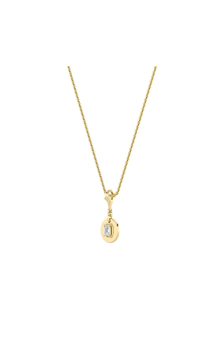 1Cttw Emerald Shaped Lab Grown Diamond (F/VS) Dog Tag Pendant in 14K Gold