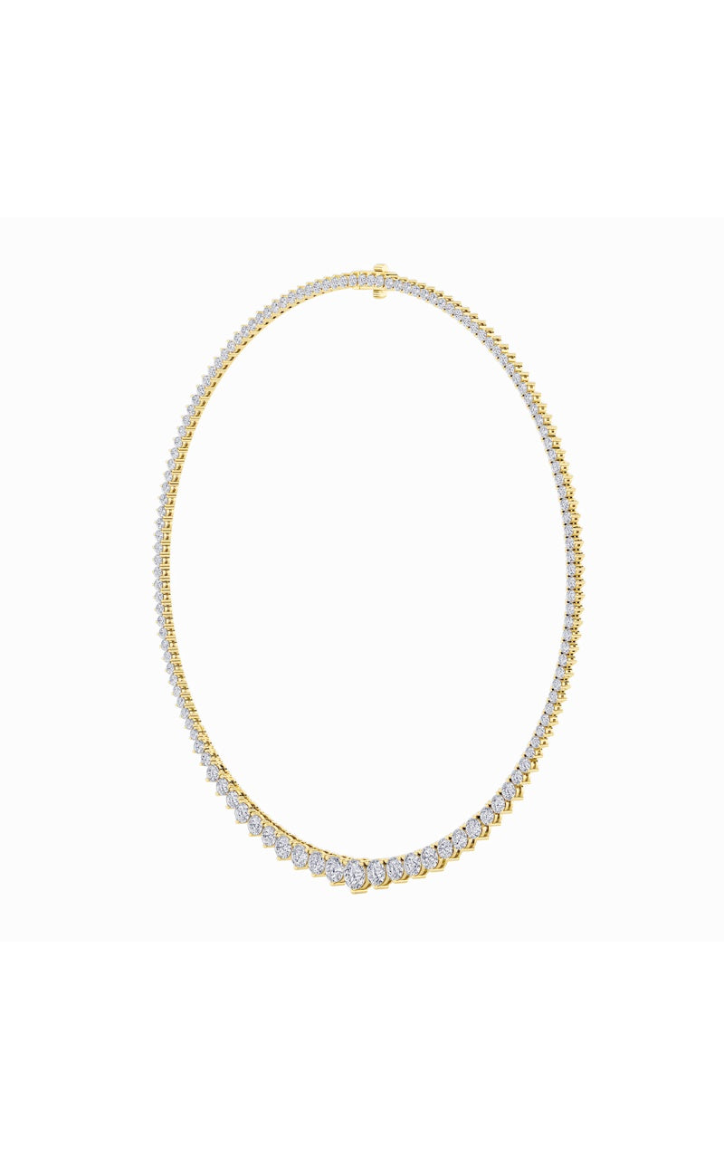 10Cttw Round Shaped Lab Grown Diamond (F/VS) Three Prong Graduating Necklace in 14K Gold