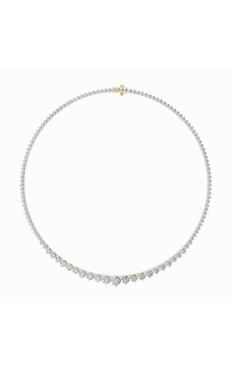10Cttw Round Shaped Lab Grown Diamond (F/VS) Three Prong Graduating Necklace in 14K Gold