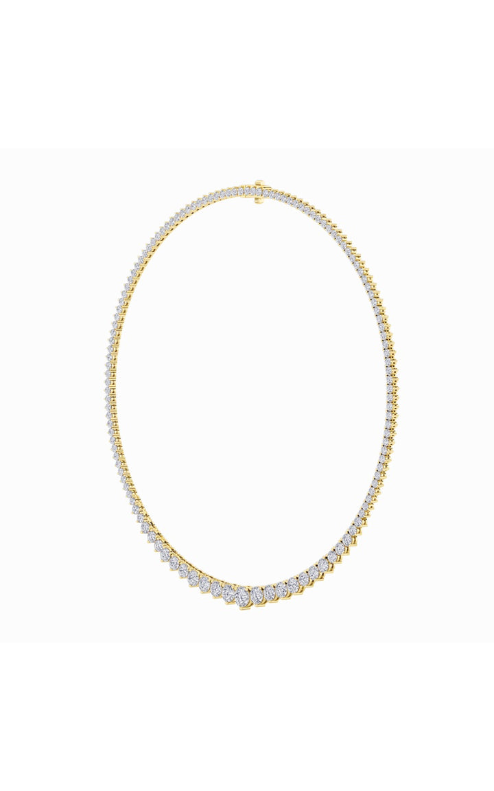 15Cttw Round Shaped Lab Grown Diamond (F/VS) Three Prong Graduating Necklace in 14K Gold