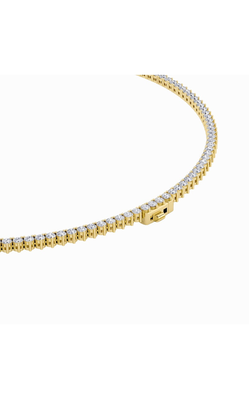 15Cttw Round Shaped Lab Grown Diamond (F/VS) Three Prong Graduating Necklace in 14K Gold