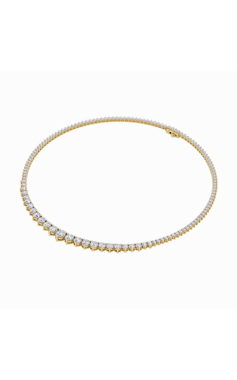 15Cttw Round Shaped Lab Grown Diamond (F/VS) Three Prong Graduating Necklace in 14K Gold