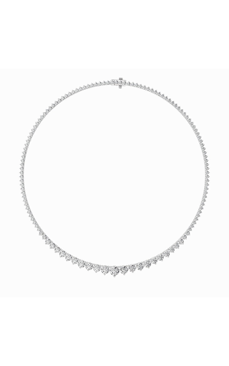 20Cttw Round Shaped Lab Grown Diamond (F/VS) Three Prong Graduating Necklace in 14K Gold
