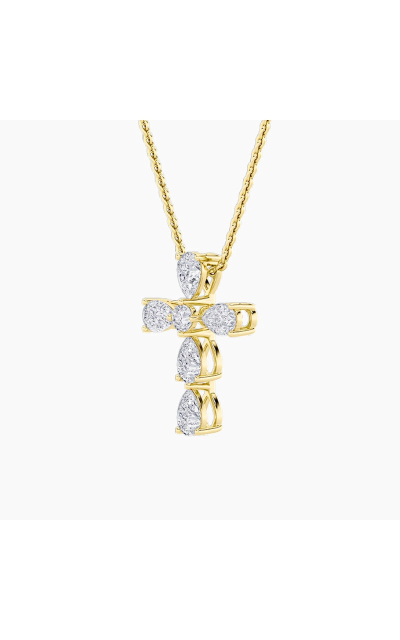 2.5Cttw Pear Shaped Lab Grown Diamond (F/VS) Cross Pendant in 14K Gold