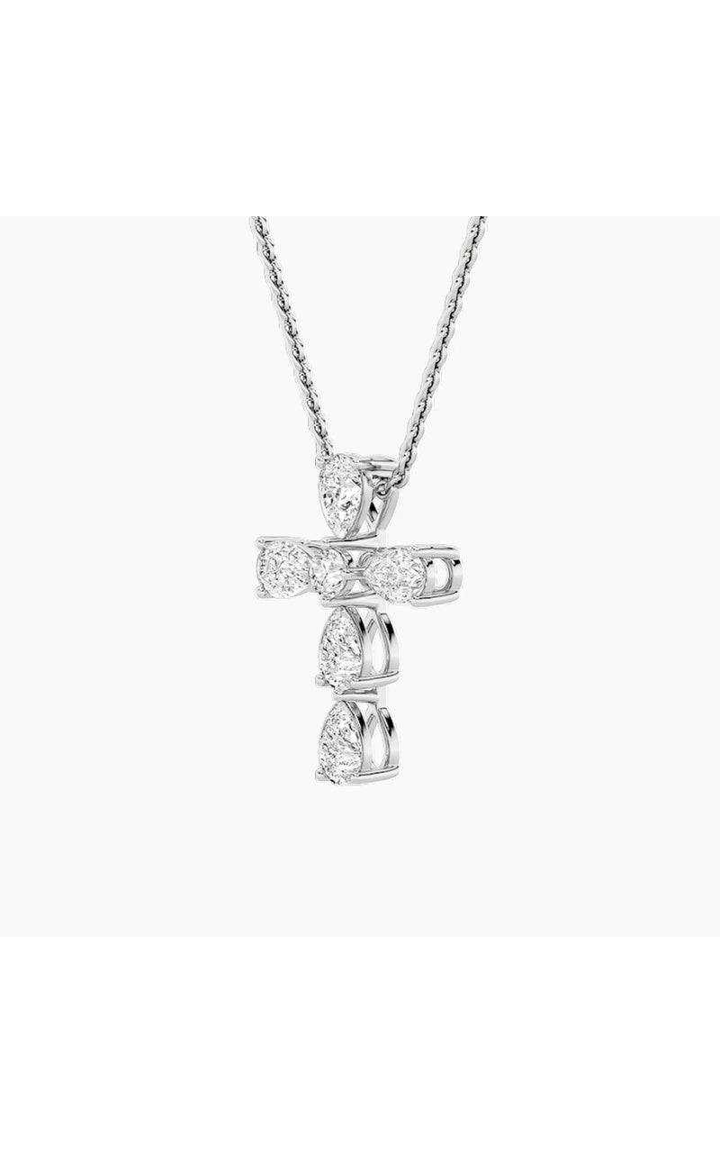 2.75Cttw Pear Shaped Lab Grown Diamond (F/VS) Cross Pendant in 14K Gold
