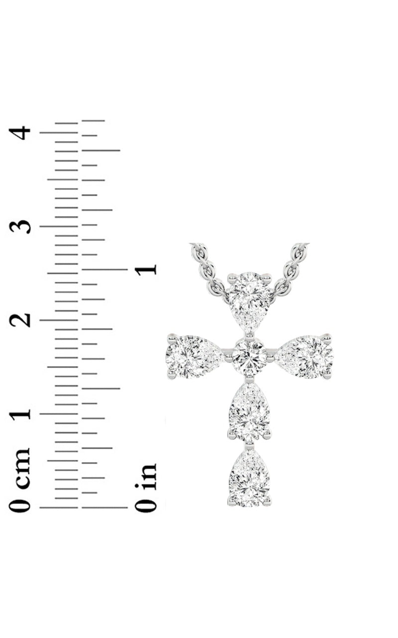 2.75Cttw Pear Shaped Lab Grown Diamond (F/VS) Cross Pendant in 14K Gold