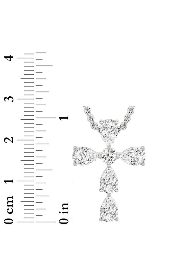 2.75Cttw Pear Shaped Lab Grown Diamond (F/VS) Cross Pendant in 14K Gold