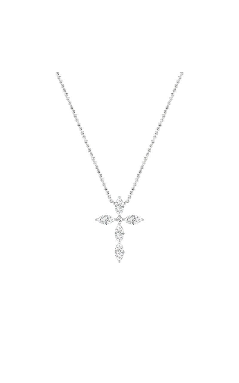 2Cttw Marquise Shaped Lab Grown Diamond (F/VS) Cross Pendant in 14K Gold