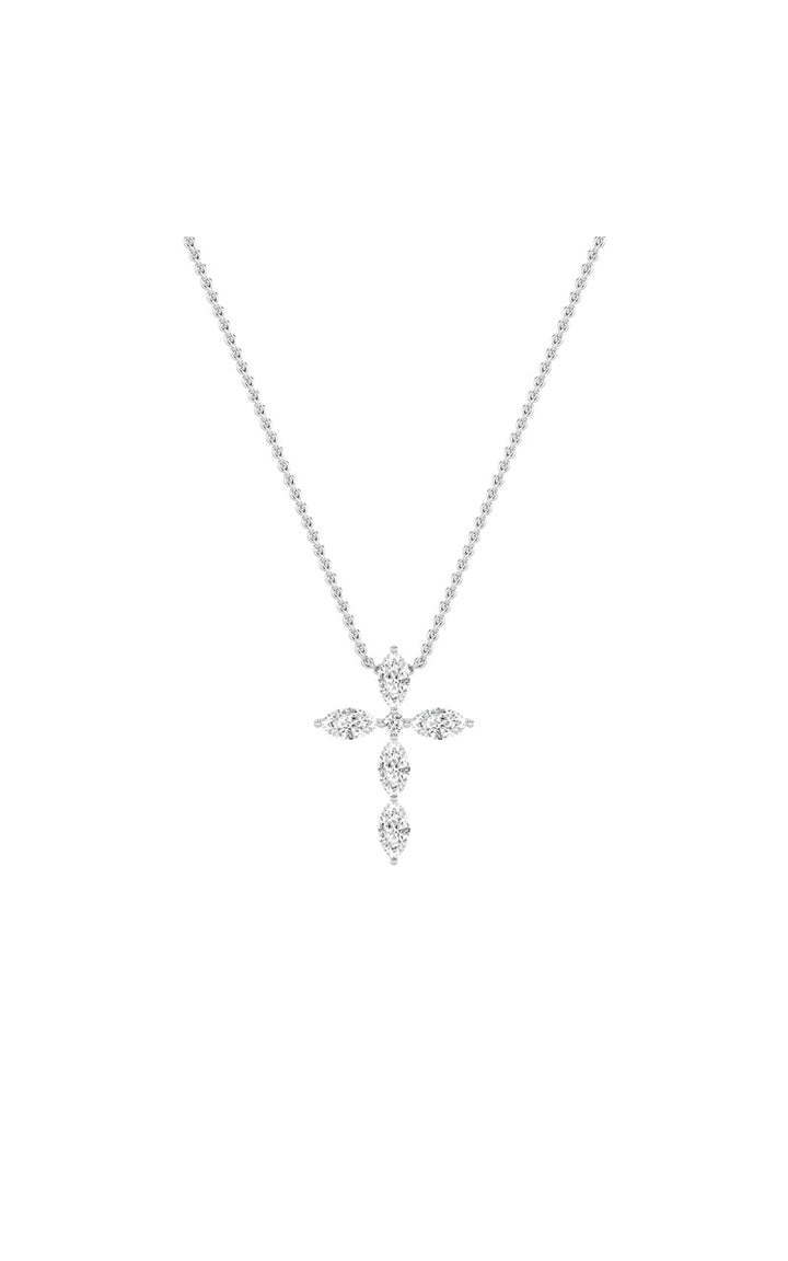 2Cttw Marquise Shaped Lab Grown Diamond (F/VS) Cross Pendant in 14K Gold