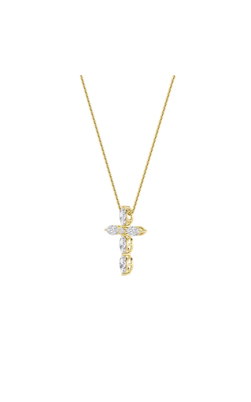 2Cttw Marquise Shaped Lab Grown Diamond (F/VS) Cross Pendant in 14K Gold