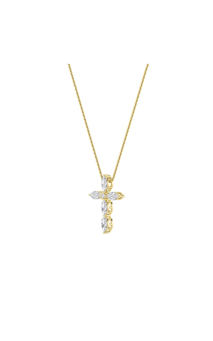 2Cttw Marquise Shaped Lab Grown Diamond (F/VS) Cross Pendant in 14K Gold