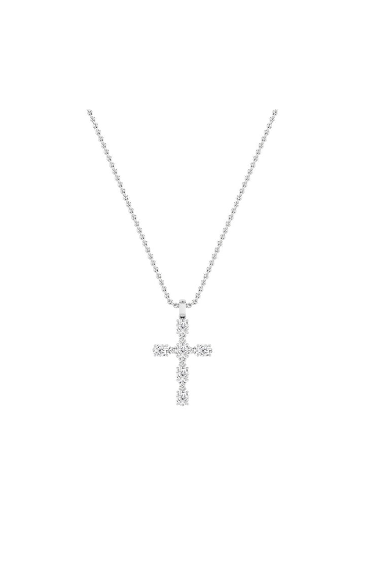 2Cttw Oval Shaped Lab Grown Diamond (F/VS) Cross Pendant in 14K Gold