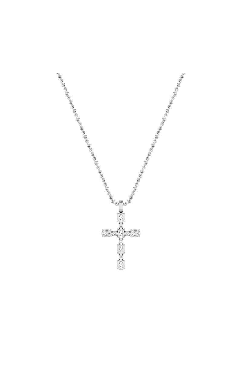 2Cttw Oval Shaped Lab Grown Diamond (F/VS) Cross Pendant in 14K Gold
