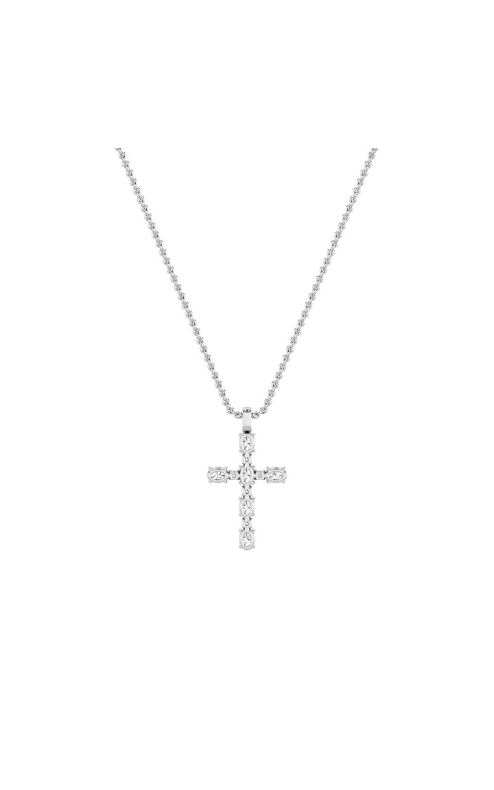 2Cttw Oval Shaped Lab Grown Diamond (F/VS) Cross Pendant in 14K Gold