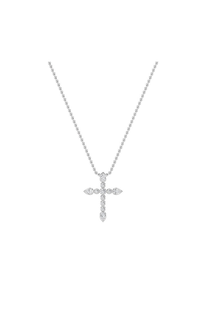 1.5Cttw Pear Shaped Lab Grown Diamond (F/VS) Cross Pendant in 14K Gold