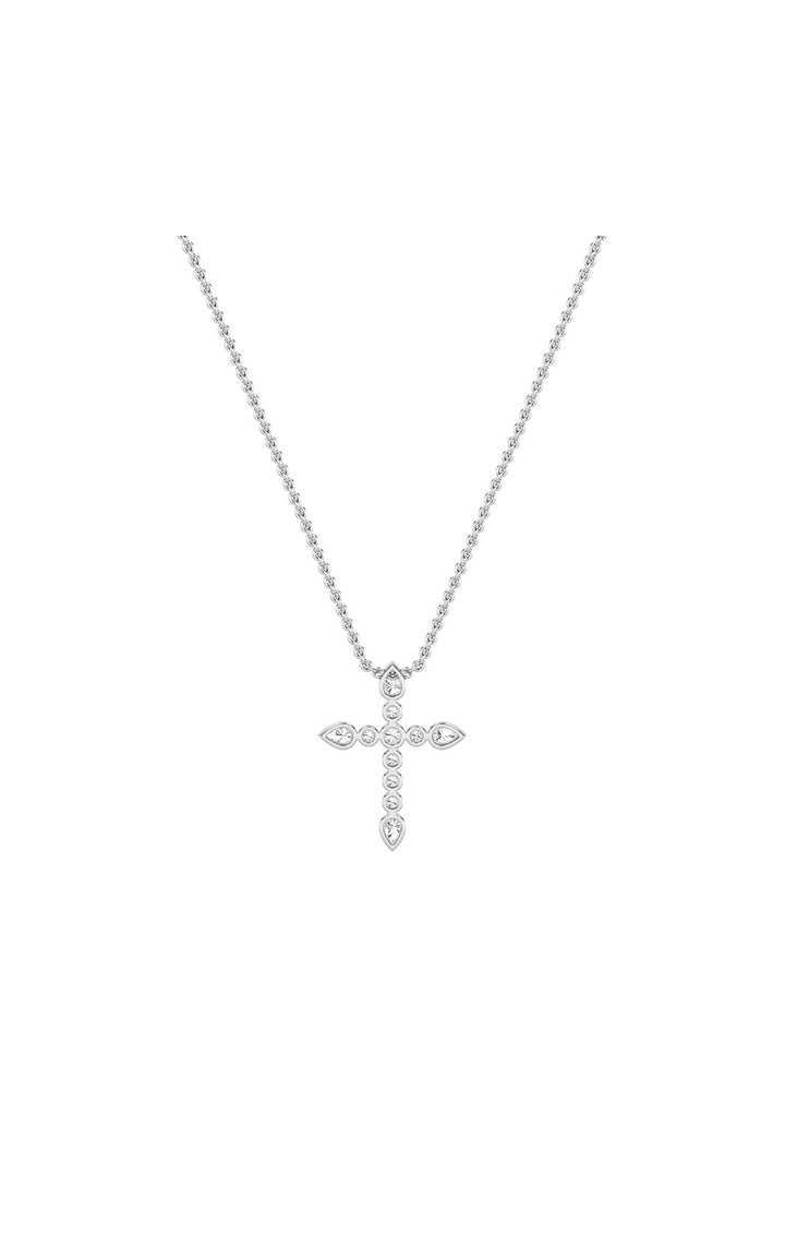1.5Cttw Pear Shaped Lab Grown Diamond (F/VS) Cross Pendant in 14K Gold