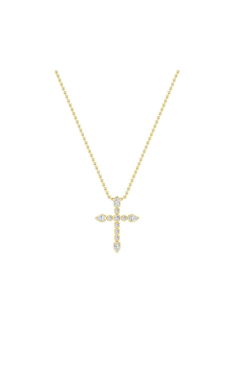 1.5Cttw Pear Shaped Lab Grown Diamond (F/VS) Cross Pendant in 14K Gold