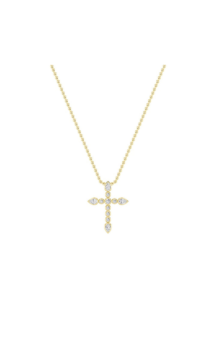 1.5Cttw Pear Shaped Lab Grown Diamond (F/VS) Cross Pendant in 14K Gold
